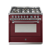 Steel Fornuis Ascot 90 - Gas Fornuis | AQ9S | Model 2024-Fornuizen-Steel Cucine-6 PITS GAS (6W)-Glanzend Bordeaux-CHROME-Jones-Jansen