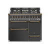 Steel Fornuis Ascot 100/3 D - Gas Fornuis | AQ10SFF-D | Model 2024-Fornuizen-Steel Cucine-5 PITS GAS MET MEGA WOK (4M)-Mat Antraciet-BRONS-Jones-Jansen