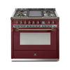Steel Fornuis Ascot 90 - Gas Fornuis | AQ9S | Model 2024-Fornuizen-Steel Cucine-5 PITS GAS MET TABLE/GRILL TOP (4T of 4B)-Glanzend Bordeaux-BRONS-Jones-Jansen