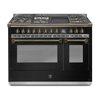 Steel Fornuis Ascot 120 - Gas Fornuis | AQ12SF | Model 2024-Fornuizen-Steel Cucine-5 PITS GAS INC. MEGA WOK + BAK/GRILLPLAAT (4BM/4TM)-Glanzend zwart / Nero-BRONS-Jones-Jansen