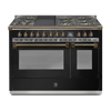 Steel Fornuis Ascot 120 - Gas Fornuis | AQ12SF | Model 2024-Fornuizen-Steel Cucine-6 PITS GAS + BAK/GRILLPLAAT (6B/6T)-Glanzend zwart / Nero-BRONS-Jones-Jansen