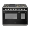 Steel Fornuis Ascot 120 - Gas Fornuis | AQ12SF | Model 2024-Fornuizen-Steel Cucine-6 PITS GAS + BAK/GRILLPLAAT (6B/6T)-Glanzend zwart / Nero-NIKKEL-Jones-Jansen