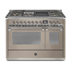 Steel Fornuis Ascot 120 - Gas Fornuis | AQ12SF | Model 2024-Fornuizen-Steel Cucine-5 PITS GAS INC. MEGA WOK + BAK/GRILLPLAAT (4BM/4TM)-Mat beige / Sabbia-CHROME-Jones-Jansen