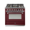 Steel Fornuis Ascot 90 - Gas Fornuis | AQ9S | Model 2024-Fornuizen-Steel Cucine-5 PITS GAS MET MEGA WOK (4M)-Glanzend Bordeaux-NIKKEL-Jones-Jansen