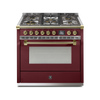 Steel Fornuis Ascot 90 - Gas Fornuis | AQ9S | Model 2024-Fornuizen-Steel Cucine-5 PITS GAS MET MEGA WOK (4M)-Glanzend Bordeaux-MESSING-Jones-Jansen