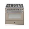 Steel Fornuis Ascot 90 - Gas Fornuis | AQ9S | Model 2024-Fornuizen-Steel Cucine-6 PITS GAS (6W)-Mat beige / Sabbia-CHROME-Jones-Jansen