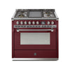Steel Fornuis Ascot 90 - Gas Fornuis | AQ9S | Model 2024-Fornuizen-Steel Cucine-5 PITS GAS MET TABLE/GRILL TOP (4T of 4B)-Glanzend Bordeaux-NIKKEL-Jones-Jansen