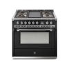 Steel Fornuis Ascot 90 - Gas Fornuis | AQ9S | Model 2024-Fornuizen-Steel Cucine-5 PITS GAS MET TABLE/GRILL TOP (4T of 4B)-Glanzend zwart / Nero-CHROME-Jones-Jansen