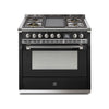 Steel Fornuis Ascot 90 - Gas Fornuis | AQ9S | Model 2024-Fornuizen-Steel Cucine-5 PITS GAS MET TABLE/GRILL TOP (4T of 4B)-Glanzend zwart / Nero-NIKKEL-Jones-Jansen