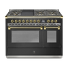Steel Fornuis Ascot 120 - Gas Fornuis | AQ12SF | Model 2024-Fornuizen-Steel Cucine-6 PITS GAS + BAK/GRILLPLAAT (6B/6T)-Mat Antraciet-MESSING-Jones-Jansen
