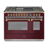 Steel Fornuis Ascot 120 - Gas Fornuis | AQ12SF | Model 2024-Fornuizen-Steel Cucine-5 PITS GAS INC. MEGA WOK + BAK/GRILLPLAAT (4BM/4TM)-Glanzend Bordeaux-MESSING-Jones-Jansen