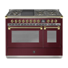 Steel Fornuis Ascot 120 - Gas Fornuis | AQ12SF | Model 2024-Fornuizen-Steel Cucine-6 PITS GAS + BAK/GRILLPLAAT (6B/6T)-Glanzend Bordeaux-MESSING-Jones-Jansen