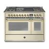 Steel Fornuis Ascot 120 - Gas Fornuis | AQ12SF | Model 2024-Fornuizen-Steel Cucine-5 PITS GAS INC. MEGA WOK + BAK/GRILLPLAAT (4BM/4TM)-Glanzend Creme / Crema-MESSING-Jones-Jansen