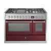 Steel fornuis Genesi 120 - Gas fornuis | GQ12SF | Model 2024-Fornuizen-Steel Cucine-6 PITS GAS MET FRYTOP (6T)-Glanzend Bordeaux-Jones-Jansen